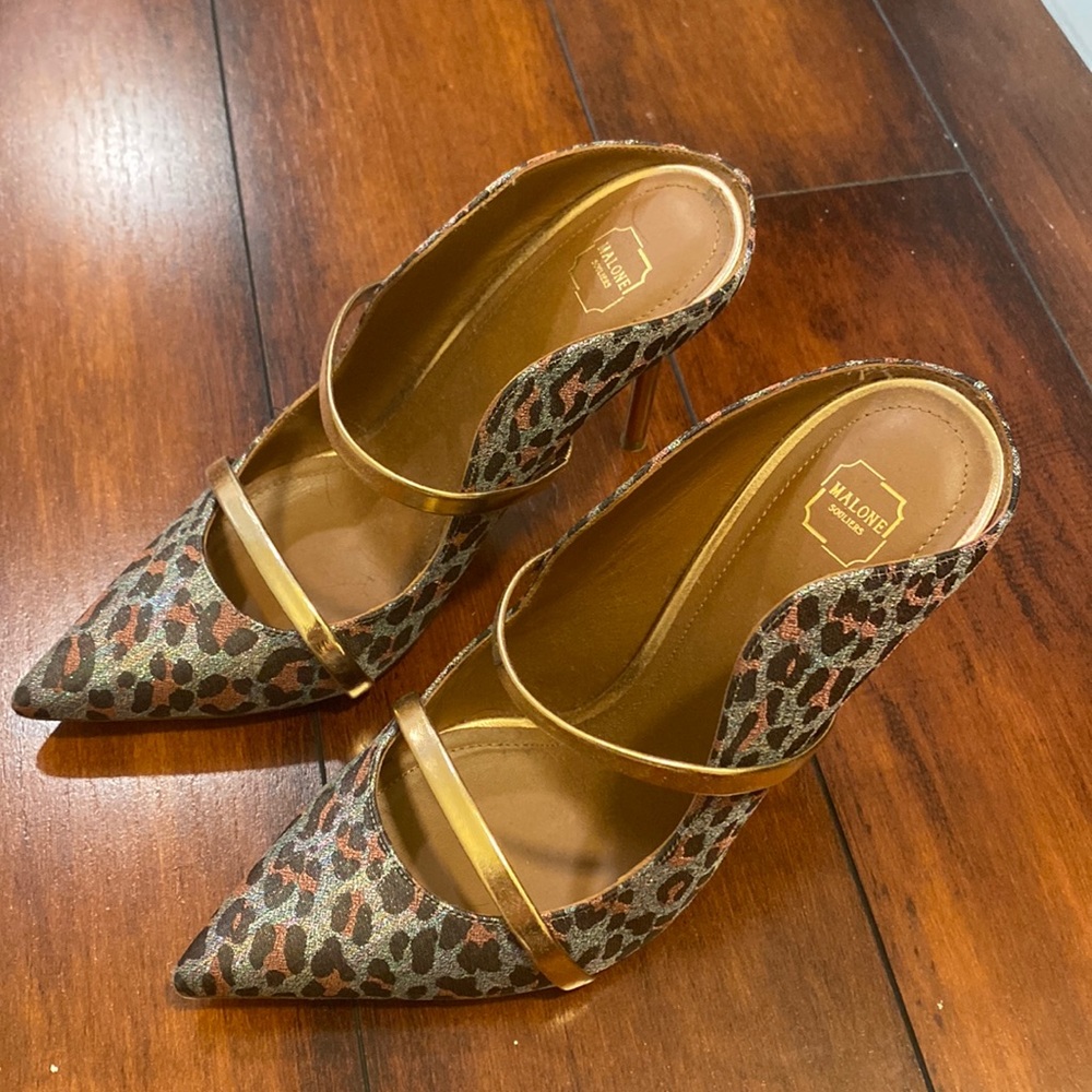 Malone Souliers metallic cheetah print heels size 38.5/7.5